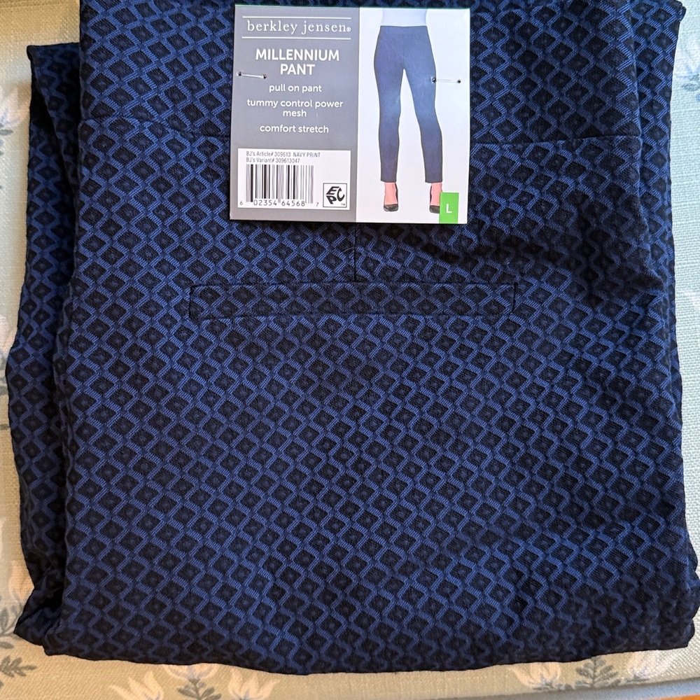 Navy Patterned Women's Dress Pants NWT